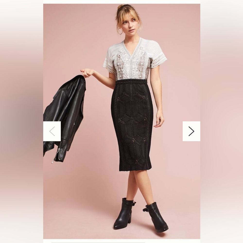 BYRON LARS RUTH COLUMN DRESS Black and Cream Anthropologie 12 Petite 12P